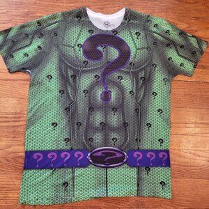 DC Comics Mens THE RIDDLER Fully Sublimated Costume Cosplay Shirt XL Green A1